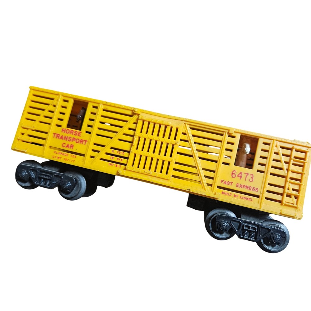 Vintage Lionel 6473 Fast Express Horse Transport Car O Gauge Train Car Yellow